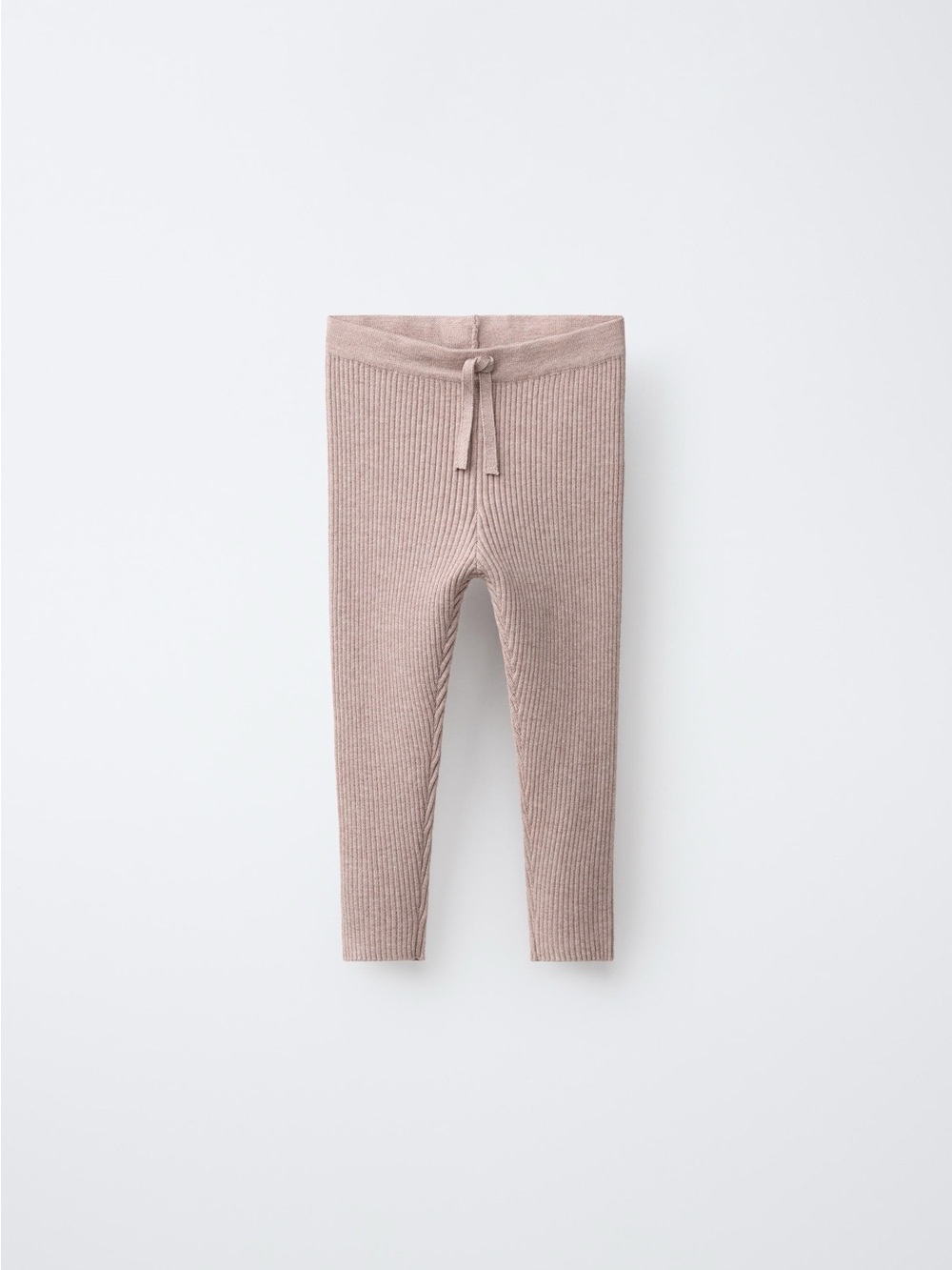 Zara Kids Ribbed Knit Leggings in Dusty Rose Size 4 Years old Sand/Marl